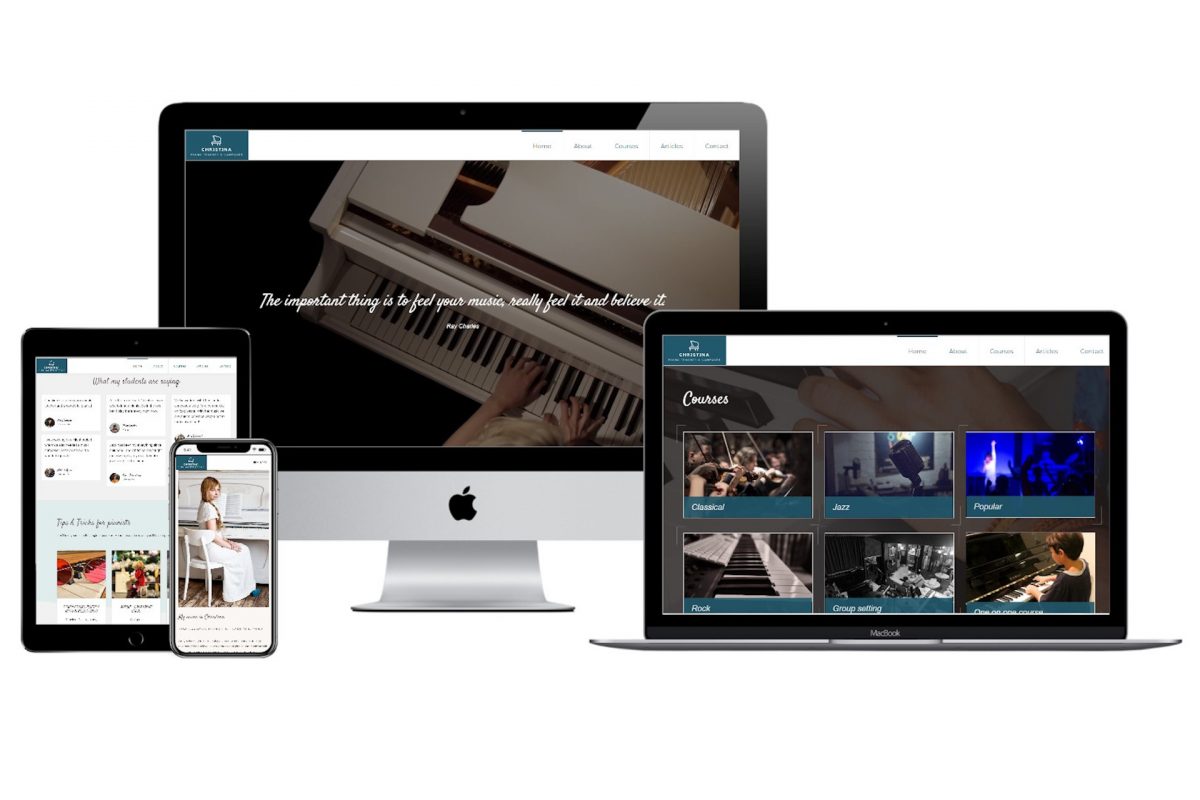 Christina piano teacher website mockup mobile responsiveness