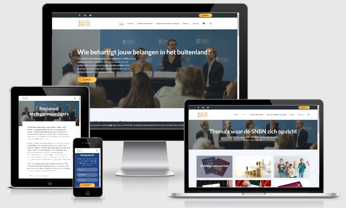 Mockup image of the SNBN website