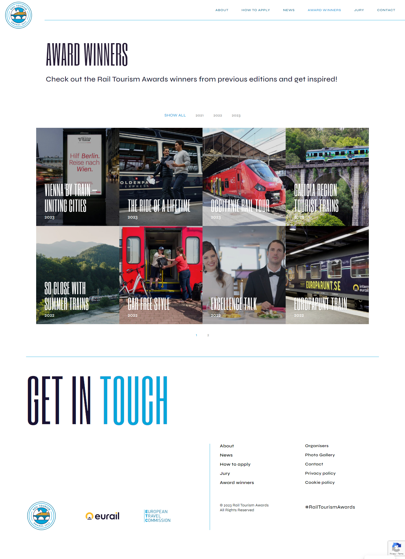 RTA award winners page screenshot